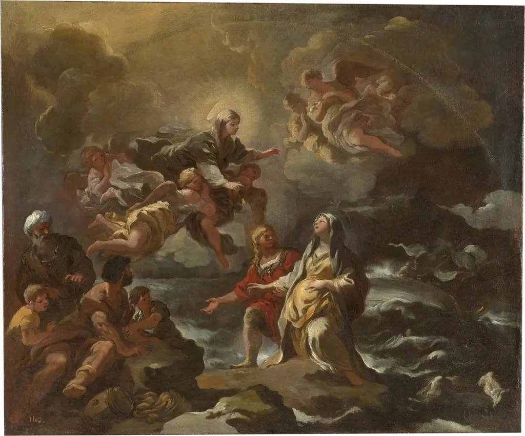 Saint Bridget saved from a shipwreck by the Virgin Mary, by Luca Giordano, oil, 1700