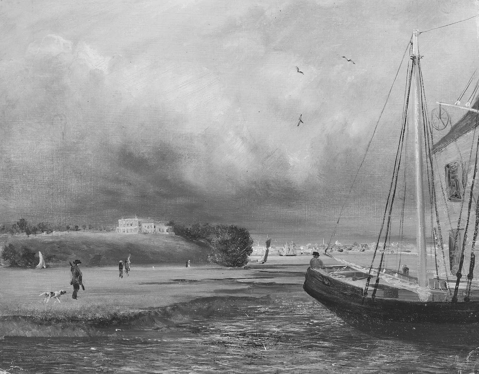 Harbor Overlooked by a Mansion, detail