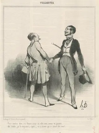 Vous viendrez diner, ma femme soupe en ville ..., by Honoré Daumier, ink, 1841