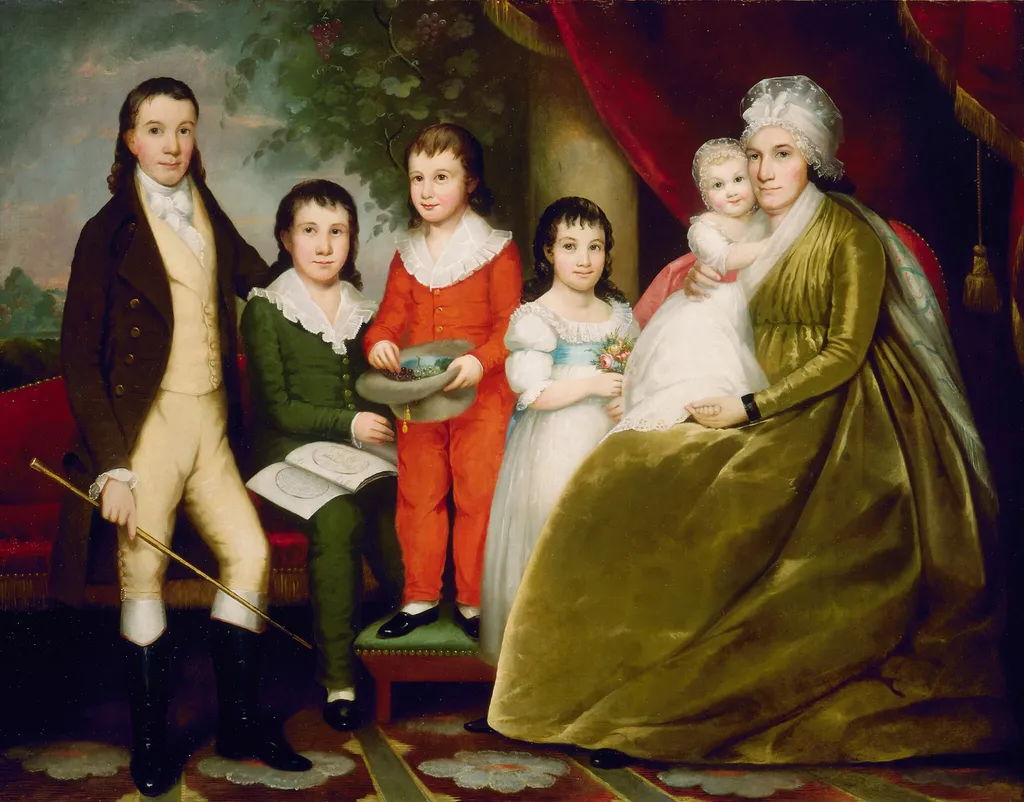 Mrs. Noah Smith and Family, by Ezra Ames, oil, 1830