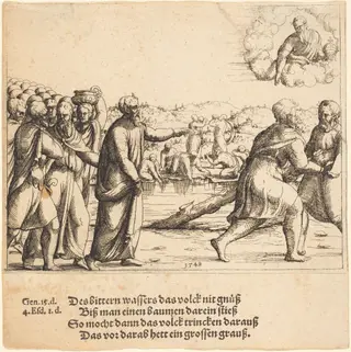 The Lord Sweetens the Waters of Marah, by Augustin Hirschvogel, ink, 1548