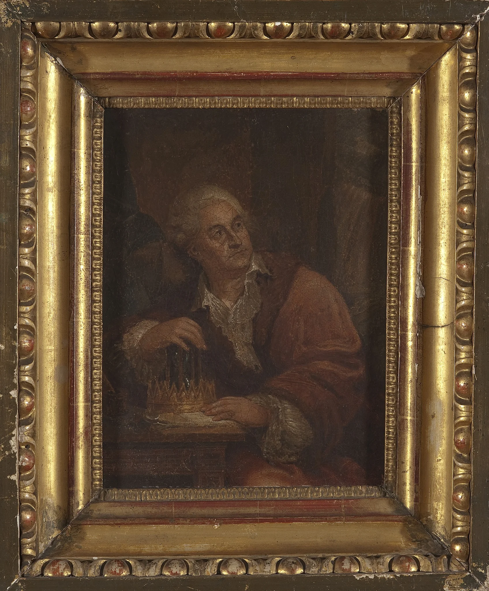 Portrait of Stanisław August Poniatowski with hourglass, detail
