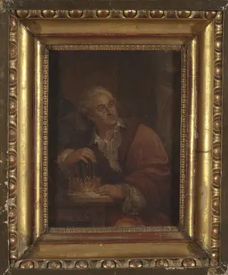 Portrait of Stanisław August Poniatowski with hourglass, by Marcello Bacciarelli, oil, 1781