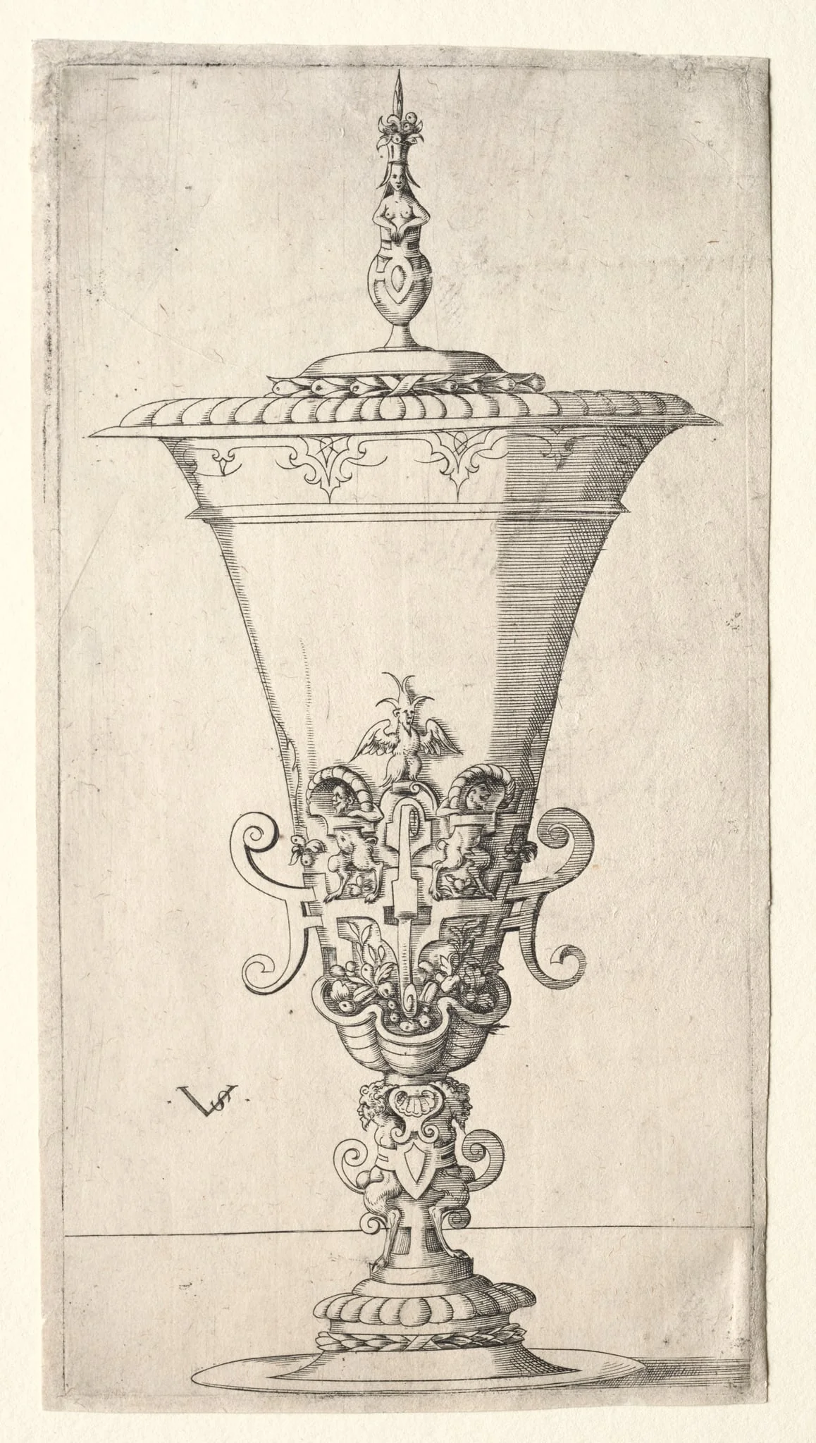 Covered Cup with Satyrs, detail