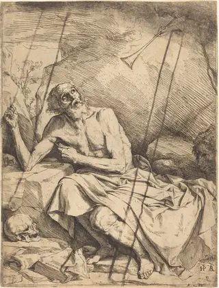 Saint Jerome Hearing the Trumpet of the Last Judgment, by Jusepe de Ribera, ink, 1621
