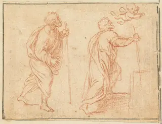An Apostle Guided by an Angel, by Agostino Masucci, chalk, 1724