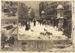 L'Hiver à Paris (Winter in Paris), by Félix-Hilaire Buhot, ink, 1879