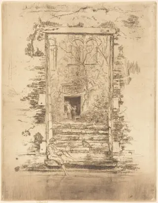Garden, by James McNeill Whistler, ink, 1880