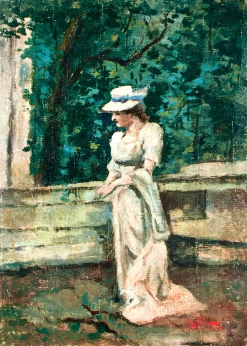 Femeie în parc, detail
