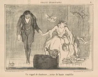 Un rappel de chanteuse ..., by Honoré Daumier, ink, 1857