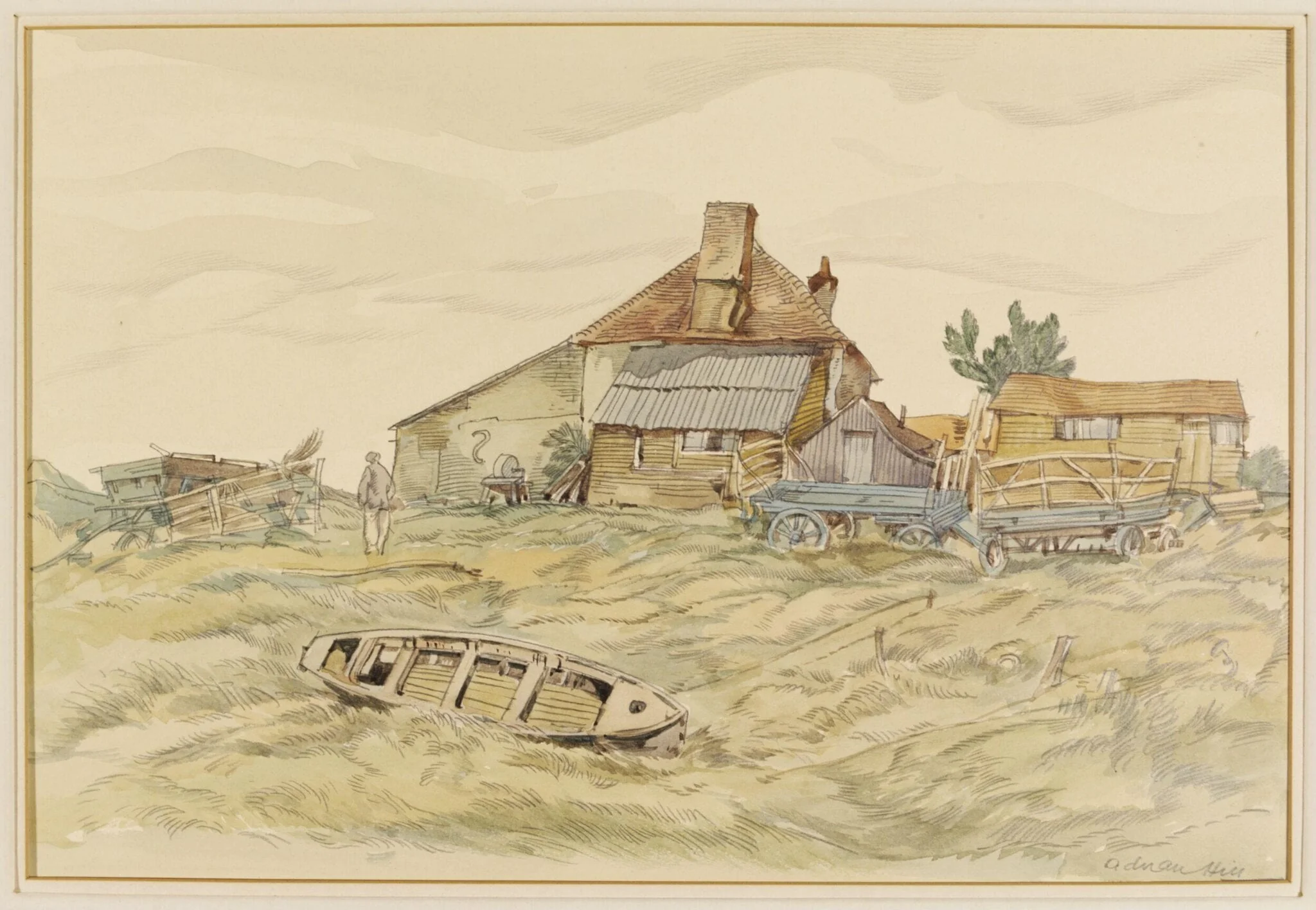 Old Cottages on the Marshes, Winchelsea, detail