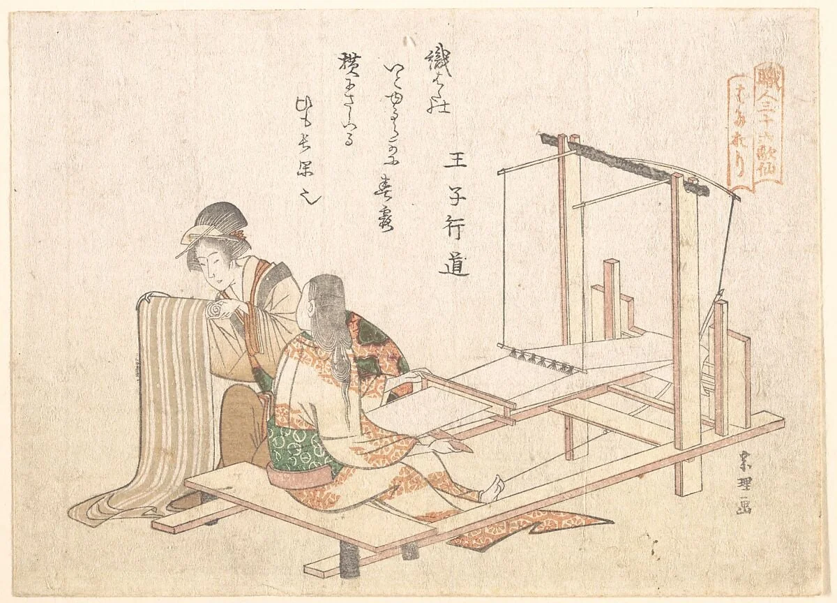Hata-ori|職人三十六歌仙|The Weaving Factory, detail