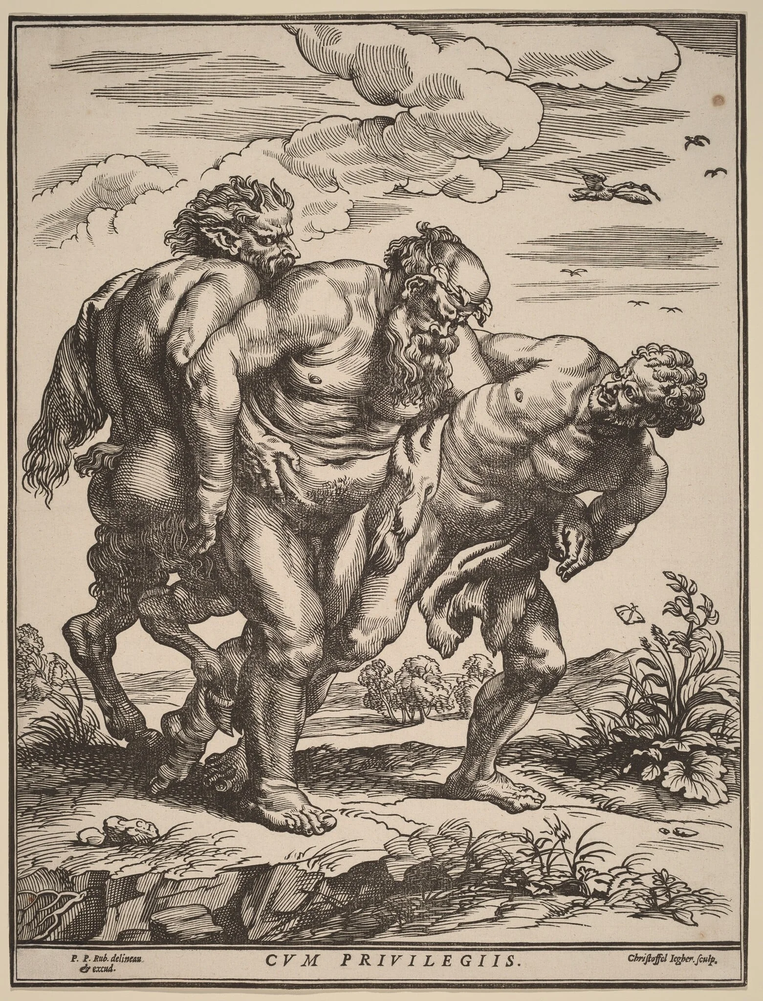 Silenus Accompanied by a Satyr and a Faun, detail