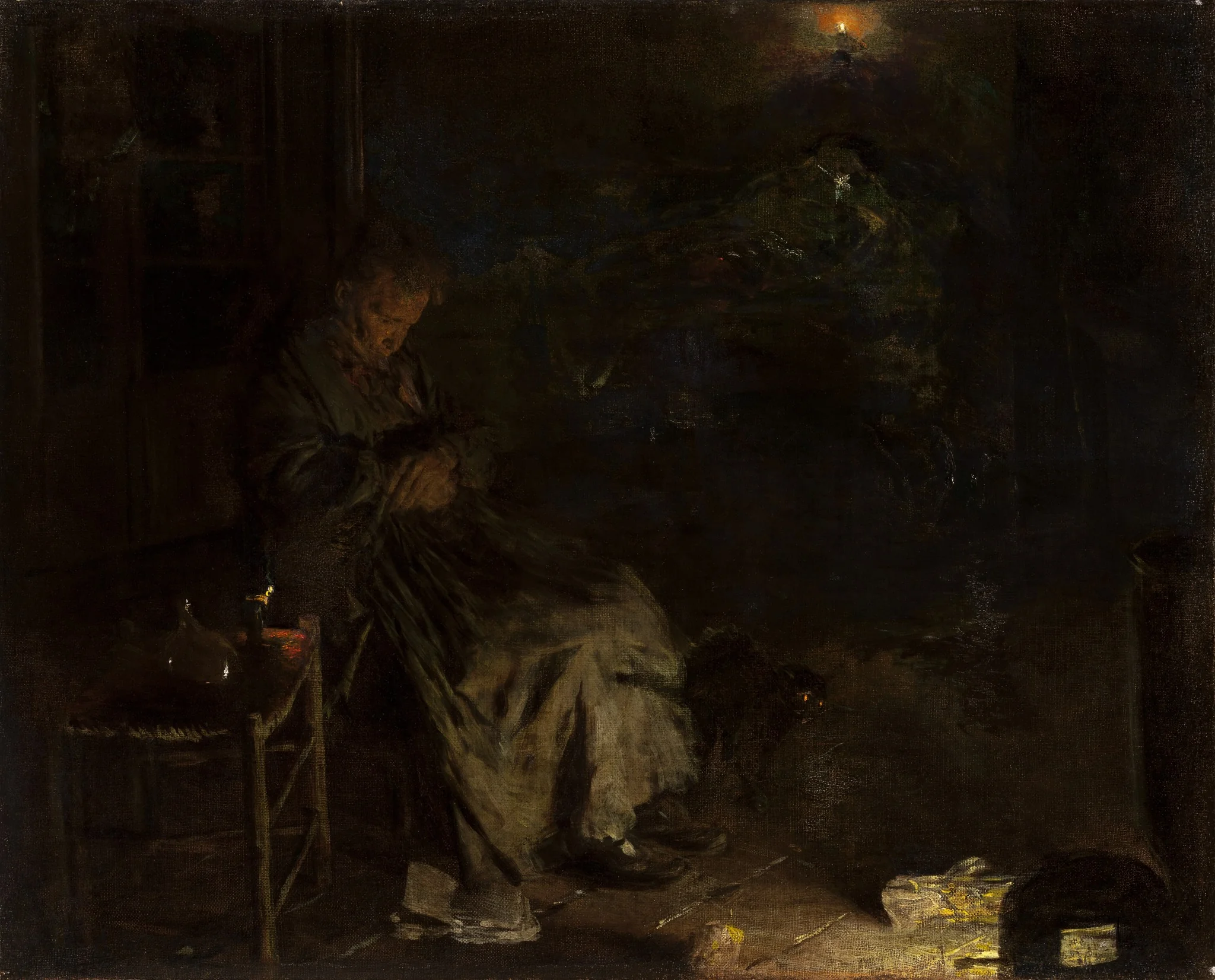 Old Woman Watching over a Dead Body I, detail