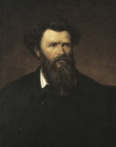 Portrait of Miklós Izsó, detail