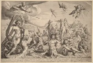 The Triumph of Neptune and Thetis, by Jacob Matham, ink, 1614