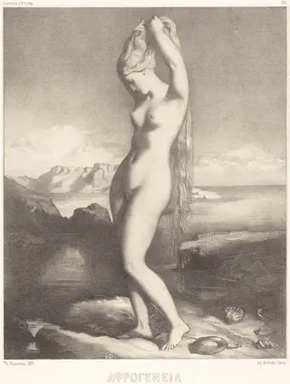 Venus Anadyomene, by Théodore Chassériau, ink, 1842