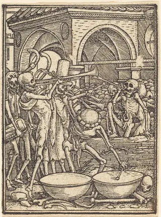 Skeletons Making Music, by Hans Lützelburger, ink, 1526