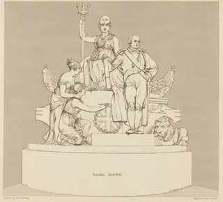 Monument to Earl Howe, by Charles Heath, ink, 1818