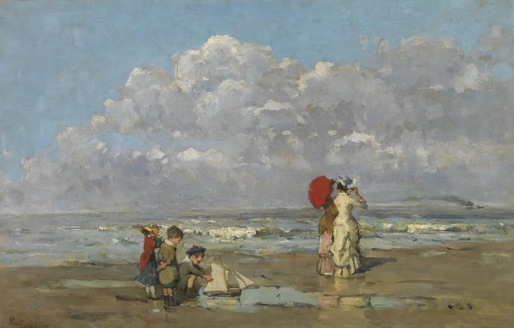 On the Beach, by Périclès Pantazis, oil, 1850