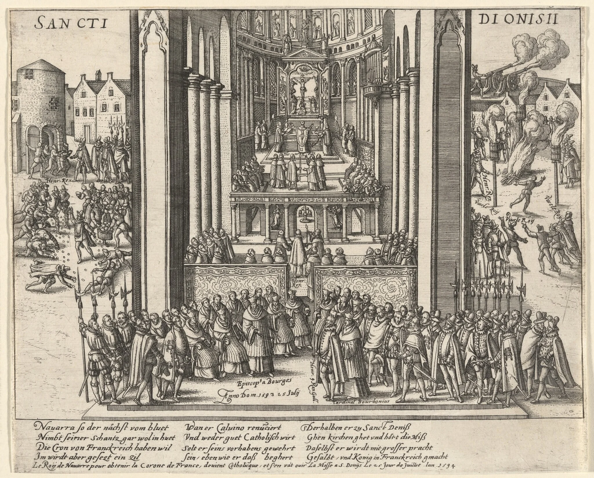Composite Image Depicting Actions of Henri IV, King of France, upon His Abjuration of the Protestant Faith, detail