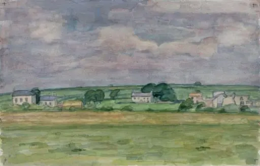 Broughton, Glamorgshire, by Graham Bell, watercolor, 1940