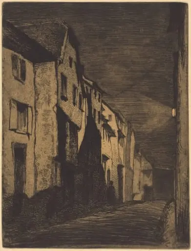 Street at Saverne, by James McNeill Whistler, ink, 1858