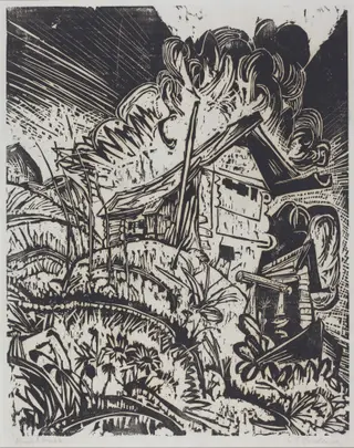 Mountain House, by Ernst Ludwig Kirchner, ink, 1917