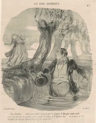 Tiens Dorothée ... Voila où m'a conduit ..., by Honoré Daumier, ink, 1846
