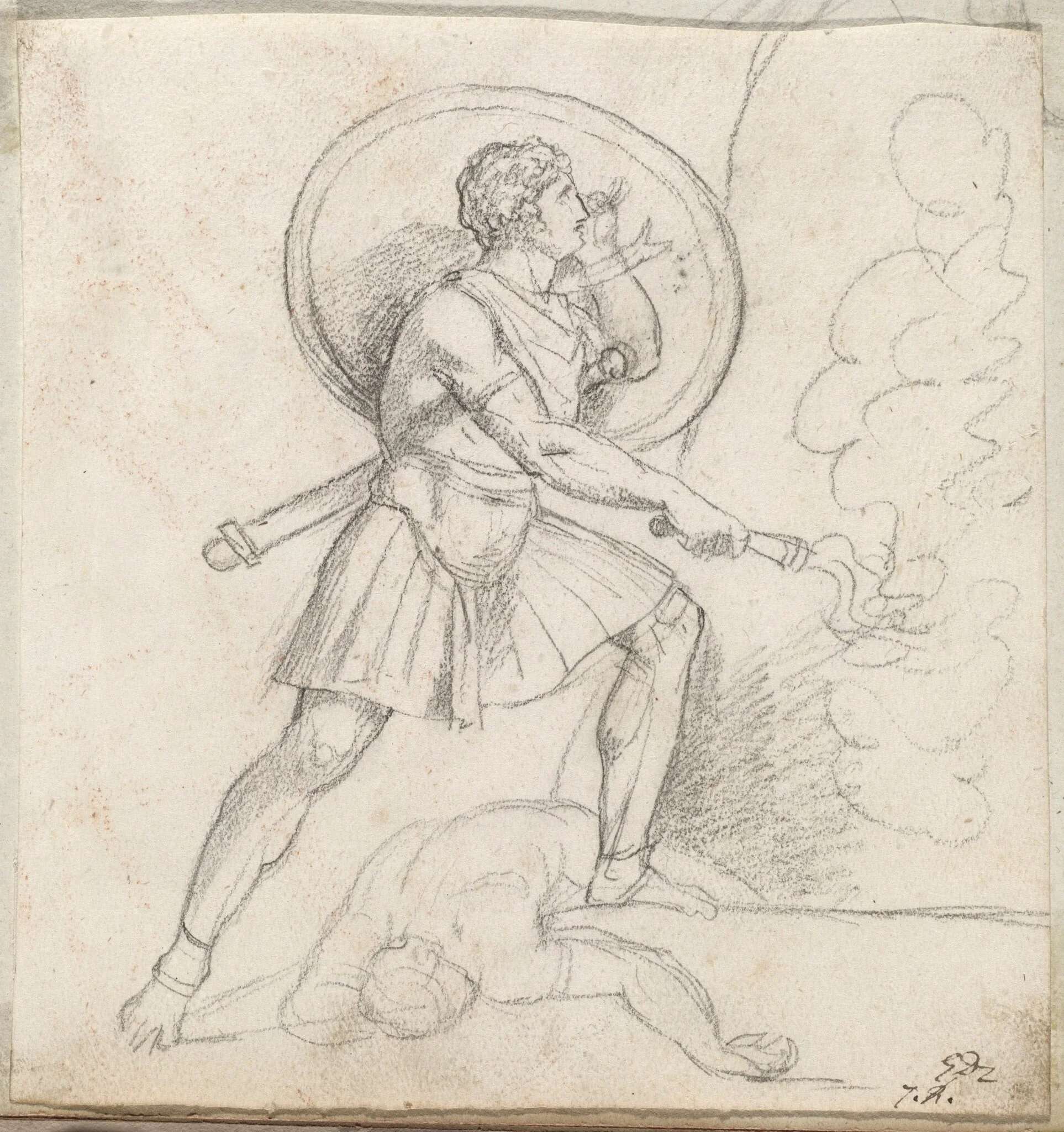 Warrior with a Shield and Torch, detail