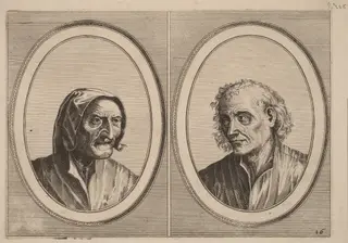 "Foockel Frons-muyl" and "Pietje Hard-loop", by Lucas van Doetechum, ink, 1564