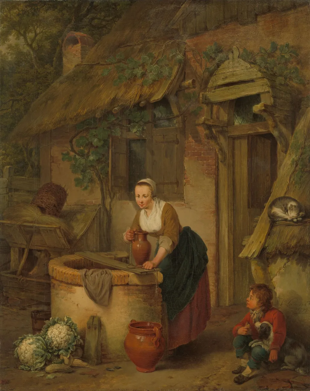 Woman Drawing Water from a Well, by Jacobus Johannes Lauwers, unspecified, 1799