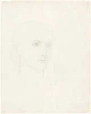Head of a Woman, by Thomas Melhuis Strudwick, graphite, 1866