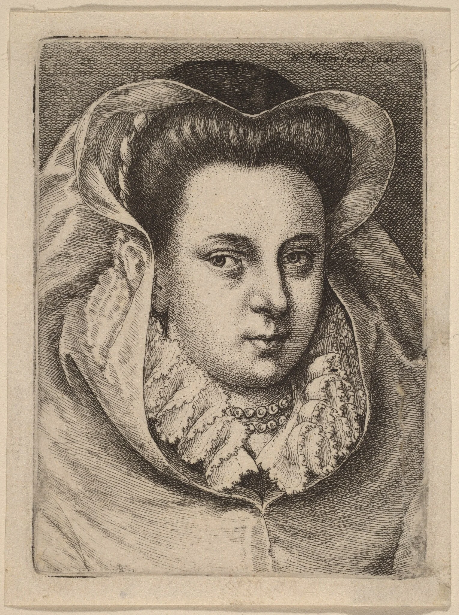 Woman with White Veil and Black Hat (Mary Stuart?), detail