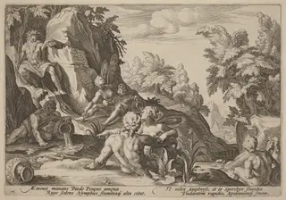 The River God Peneus Surrounded by Other Divinities, by Hendrick Goltzius, ink, 1589