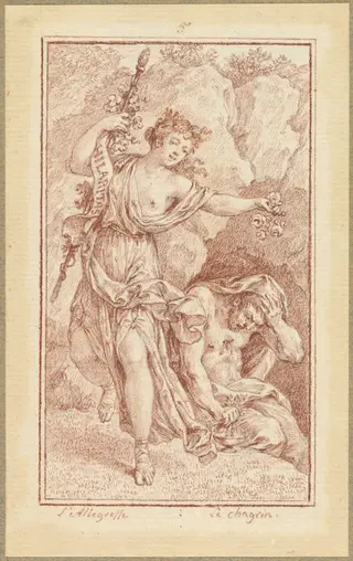 Gaiety and Grief, by Charles-Nicolas Cochin II, chalk, 1774