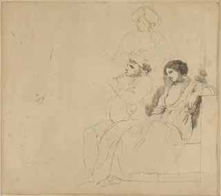 Study for "The Rustic Dancers", by John Hamilton Mortimer, ink, 1772
