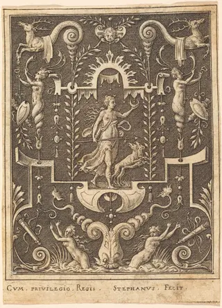 Diana, by Etienne Delaune, ink, 1551