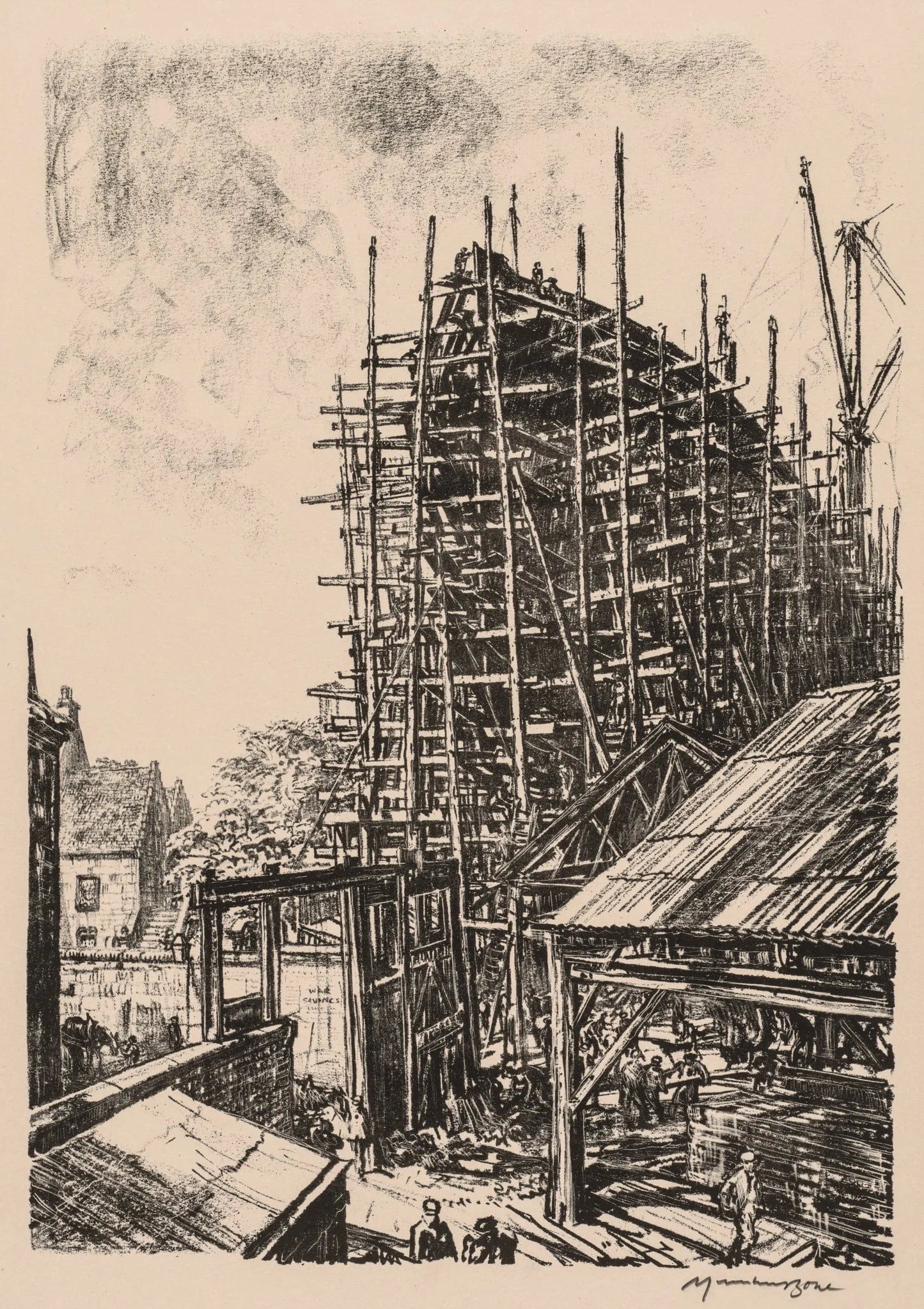 On the Clyde, 1917-1918: Building a Liner at Greenock, detail