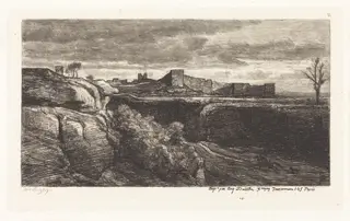 Ruins of the Chateau of Cremieux (Les Ruines du chateau de Cremieux), by Charles François Daubigny, ink, 1850