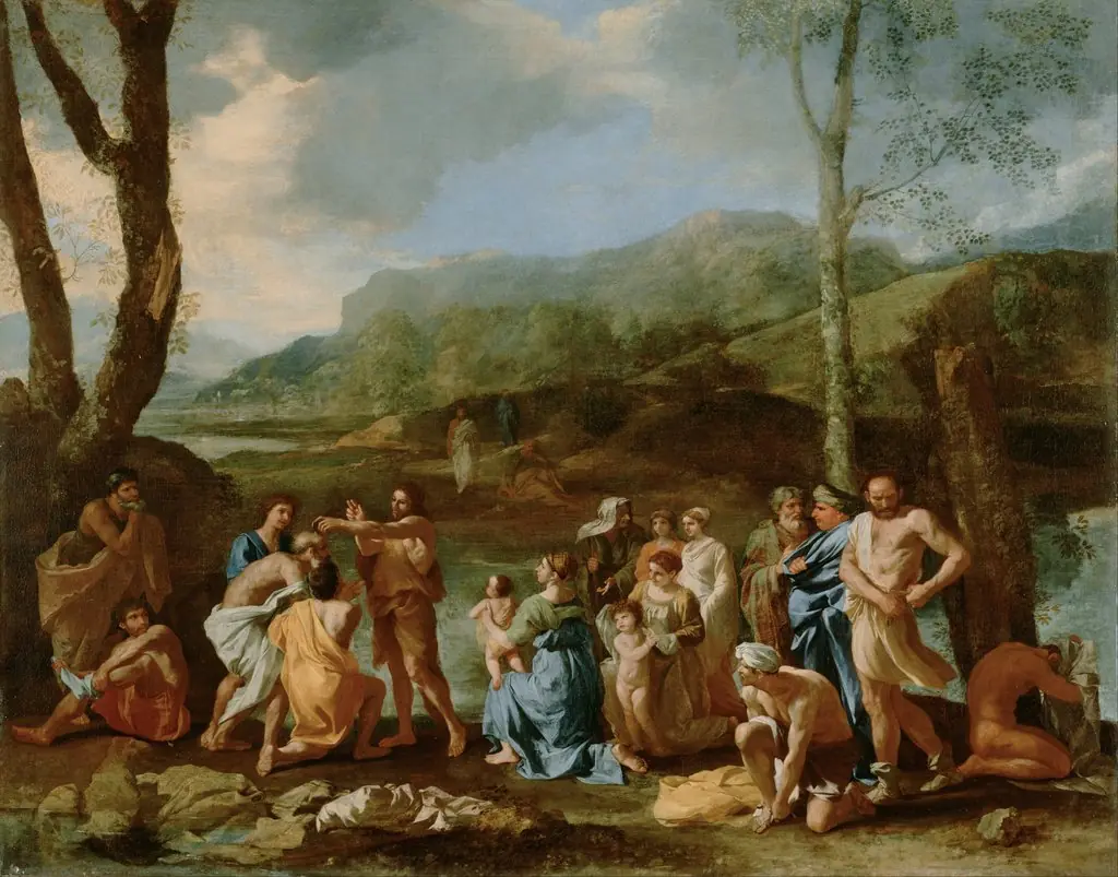Saint John Baptizing in the River Jordan, by Nicolas Poussin, oil, 1630