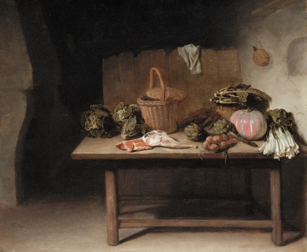 Interior with a Still Life on a Work Table, by Hendrik Martenszoon Sorgh, unspecified, 1655
