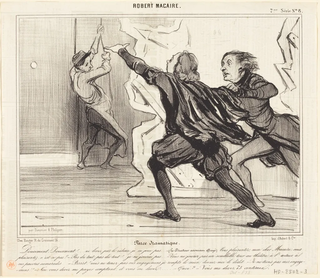 Farce dramatique, by Honoré Daumier, ink, 1841