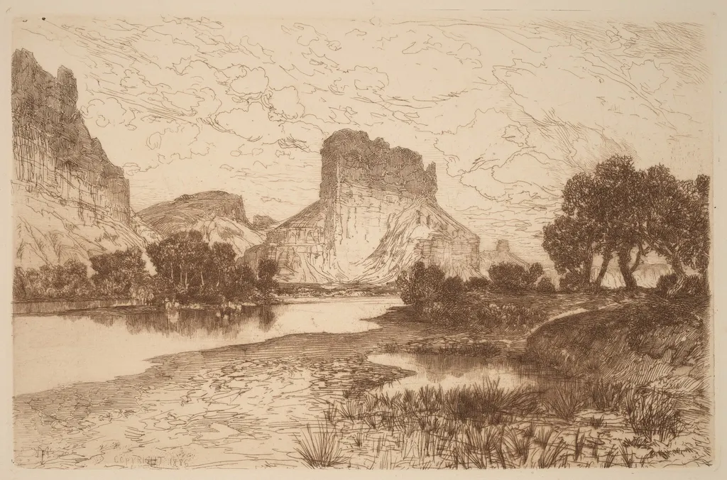 Green River, Wyoming Territory, by Thomas Moran, ink, 1886