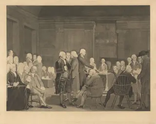 Congress Voting Independence, by Edward Savage, ink