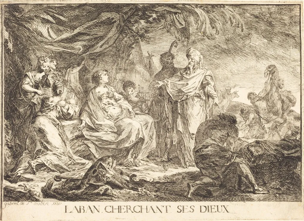 Laban cherchant ses dieux (Laban Searching for his Household Gods), by Gabriel de Saint-Aubin, ink, 1753