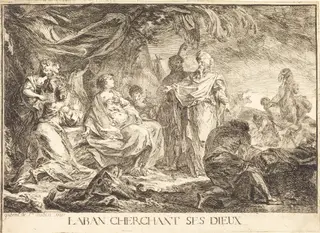 Laban cherchant ses dieux (Laban Searching for his Household Gods), by Gabriel de Saint-Aubin, ink, 1753