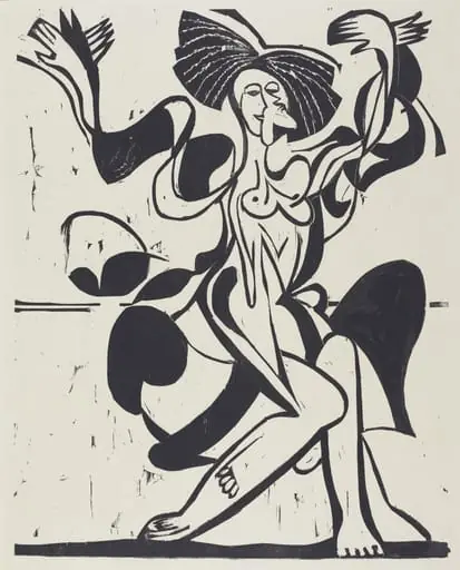 Mary Wigman's Dance, by Ernst Ludwig Kirchner, ink, 1933