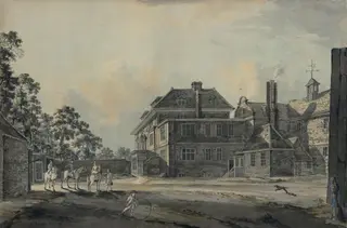 The Courtyard of a Mansion with Figures, by John Melchior Barralet, watercolor, 1781