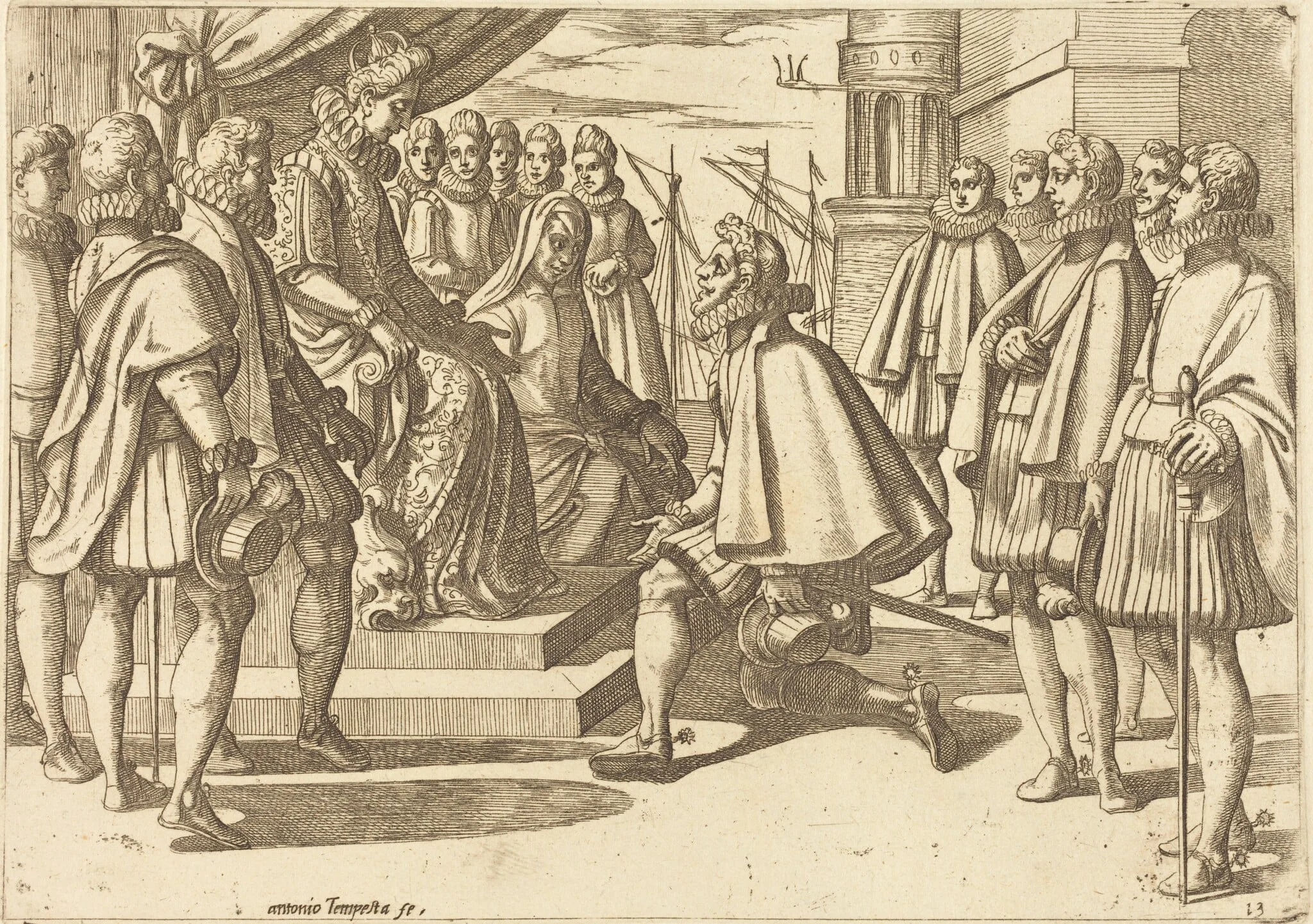 Spanish Duke before Margaret of Austria, detail